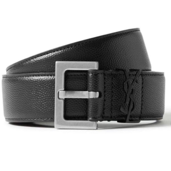 Saint Laurent Accessories - Saint Laurent YSL Monogram Leather Thick Belt Black 90 CM